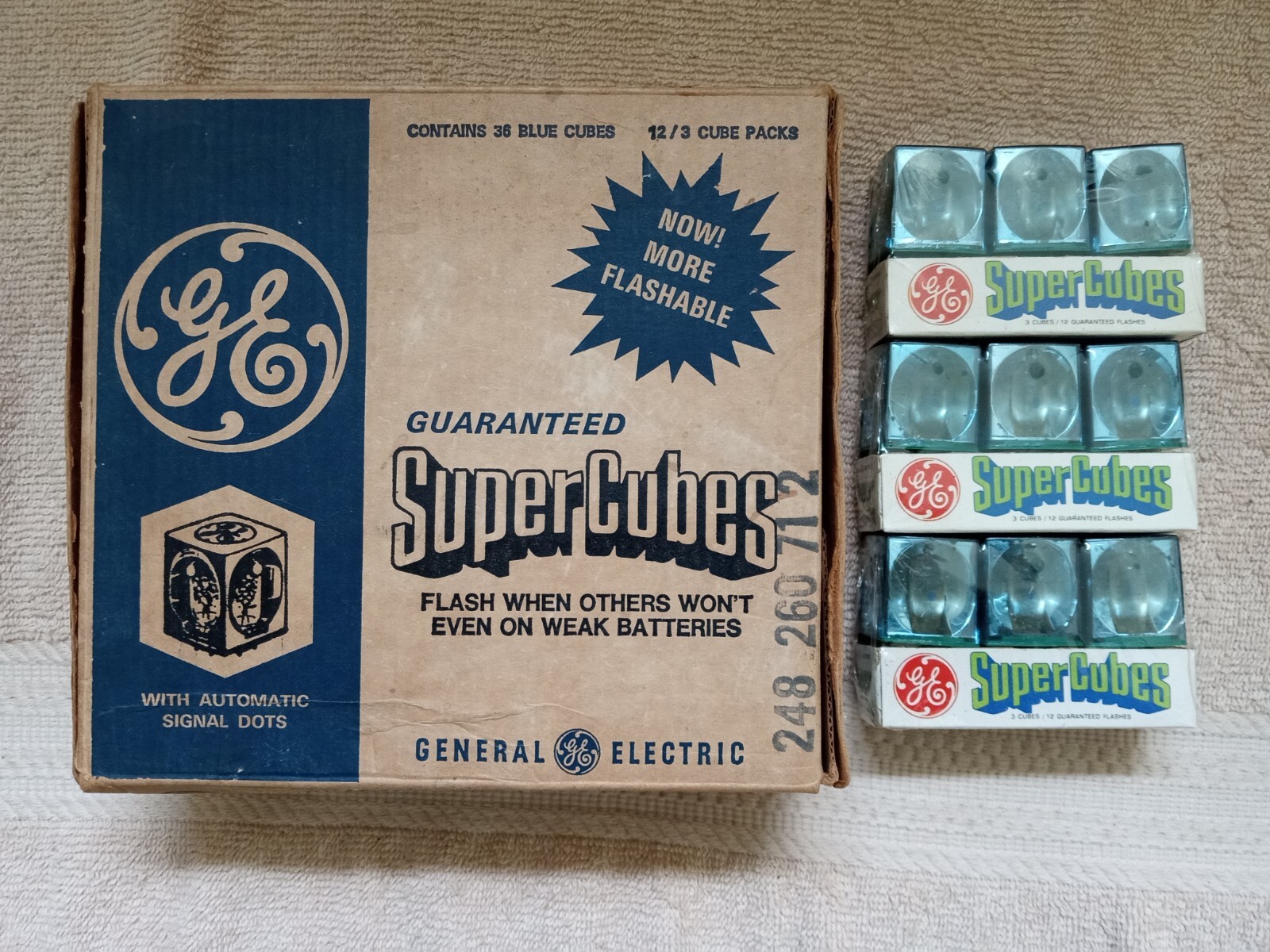 Vintage 45 GE SuperCubes 15/3 Cube Packs Original Packaging NOS Bundle