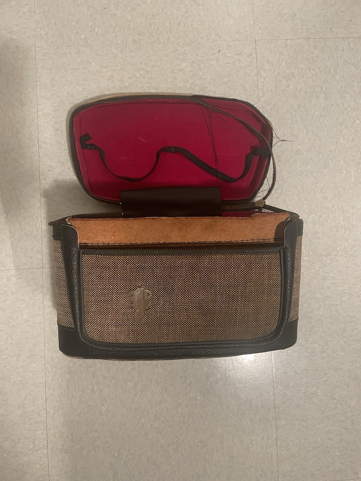 Kalimar Kali Bag Camera Black Leather Tweed Case Bag Rare Vintage