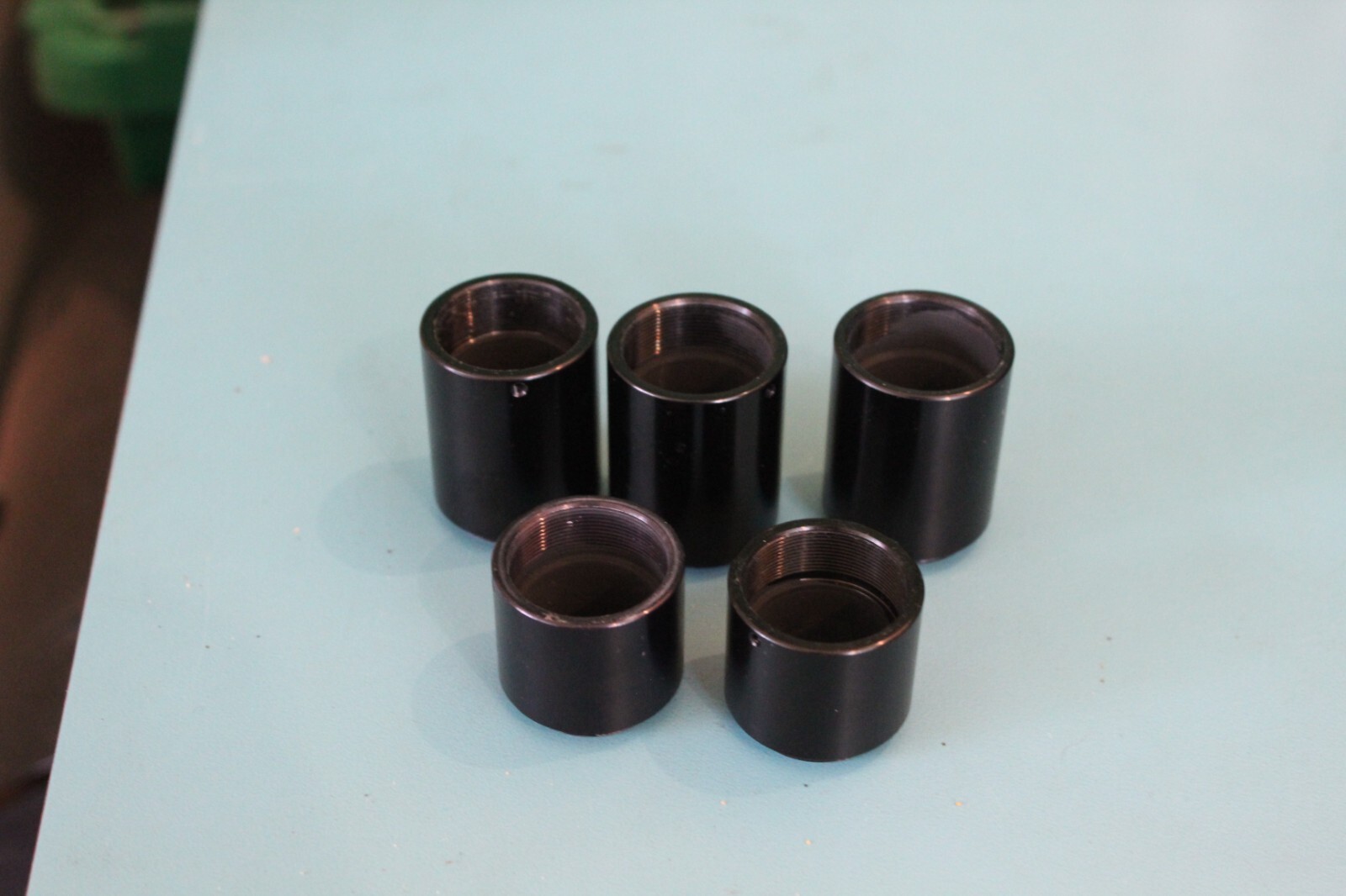 LOT OF 5 C-MOUNT LENS EXTENSION == THREE 1.5″ AND TWO 1″