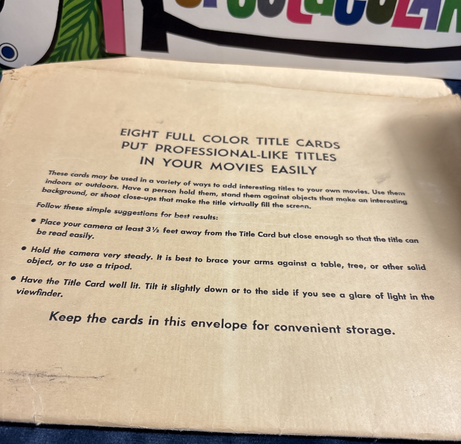 Vtg 1971 Bell & Howell 8 Full Color Title Cards Home Movies
