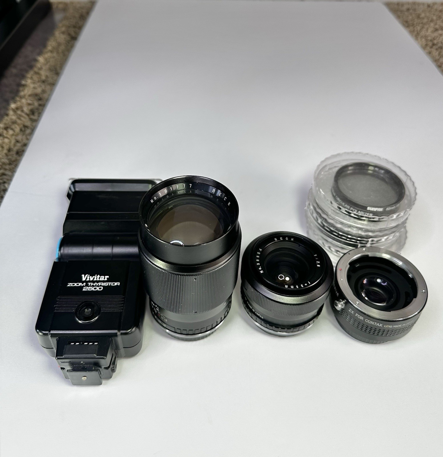 Lot of Vintage Mixed Camera Lens Accessories Beck Vivitar Sunpak