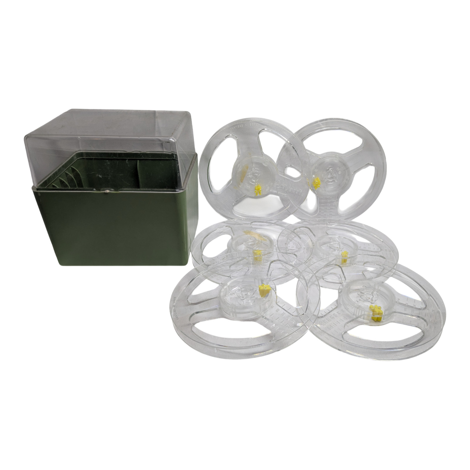 Box of 6 200FT 8mm Cine Film Reel Empty Take Up Spool + Free Clips