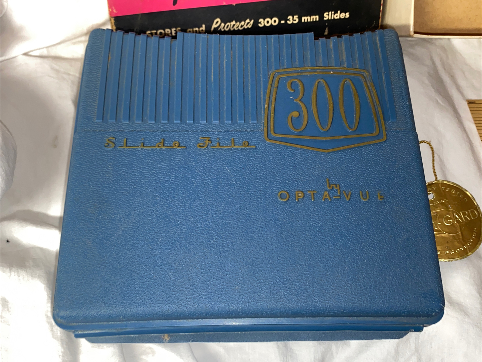 VINTAGE SLIDE FILE 300 CT 35 MM CASE OPTI-VUE PHOTOGRAPHY PROJECTOR SLIDES & BOX