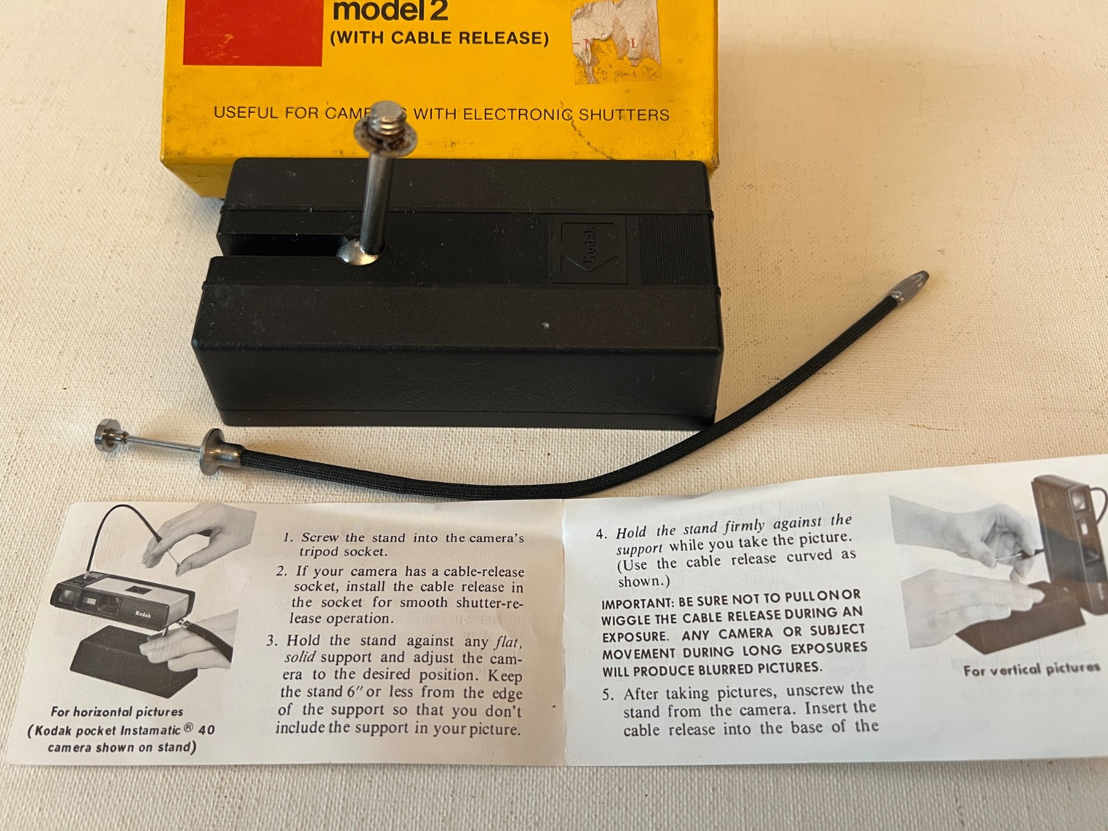 Vintage Kodak Compact (Instamatic) Camera Stand Model 2 with Cable Release Used