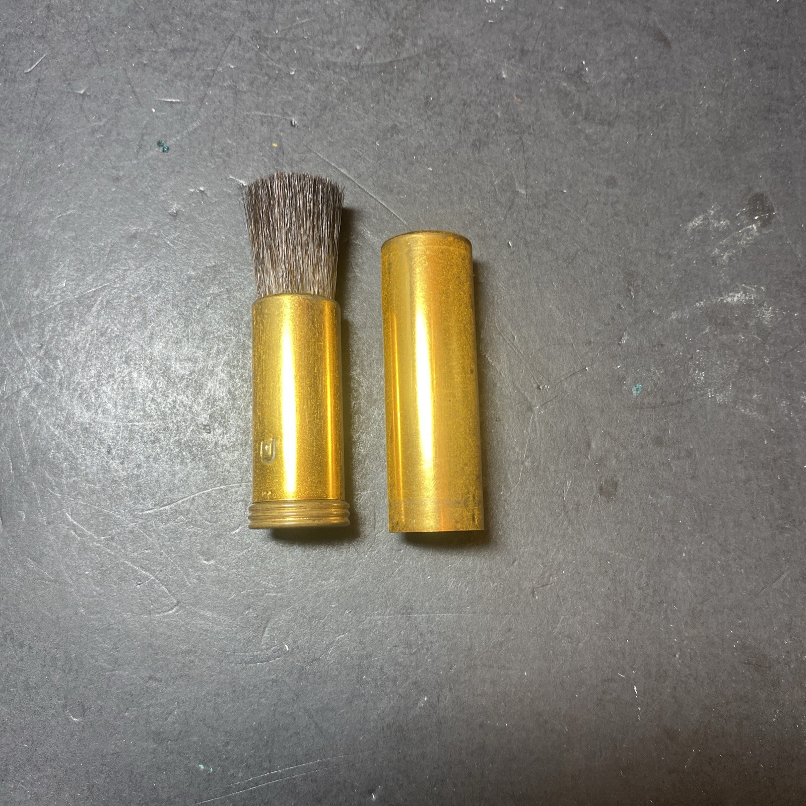 Vintage Retractable Camera Brush Lipstick Style Gold Toned Container EXCELLENT!!