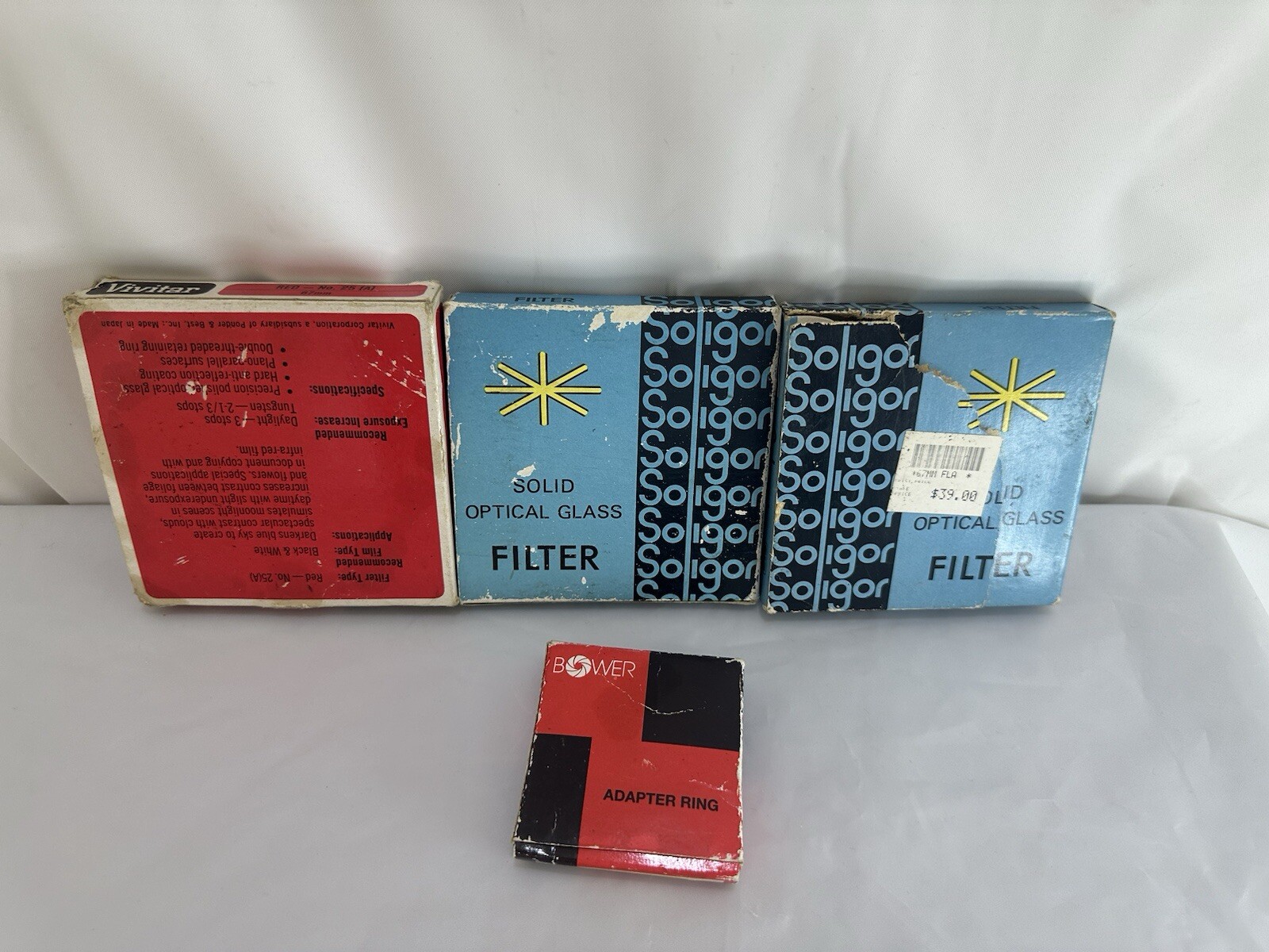 Lot of Vintage Camera Filters 3 – Soligor, Vivitar, Bower Ring Adapter