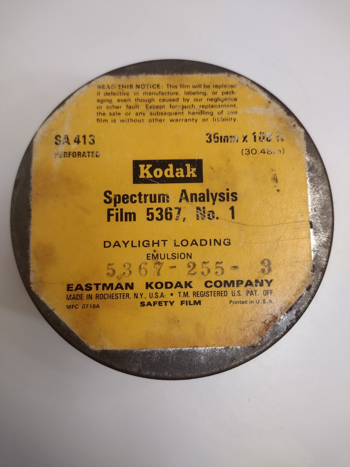 Vintage Eastman Kodak Co. Metal Reel Tin Empty Spectrum Analysis Film 5376 No 1