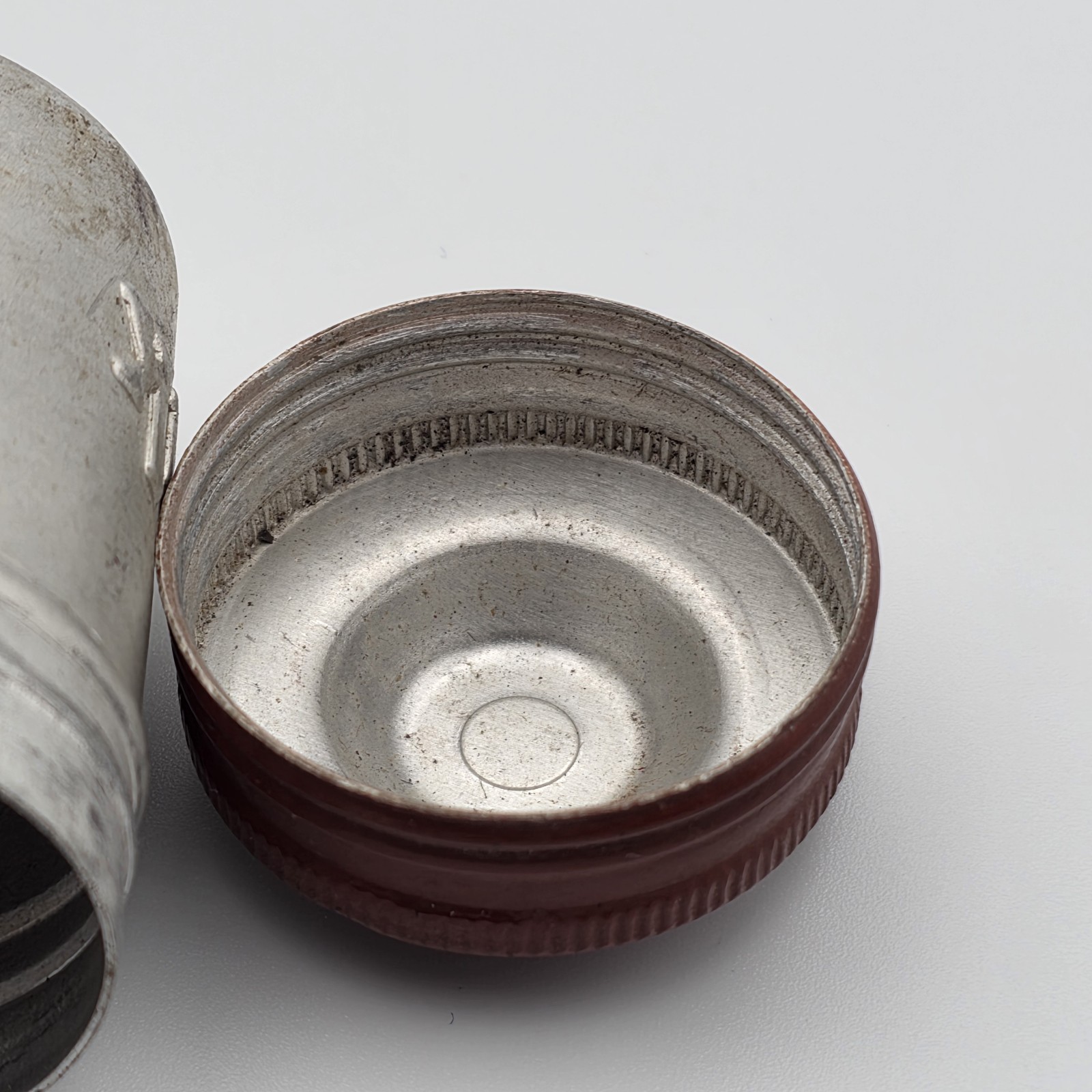 Antique Kodak Aluminum Film Canister Silver Red Early Photography Memorabilia