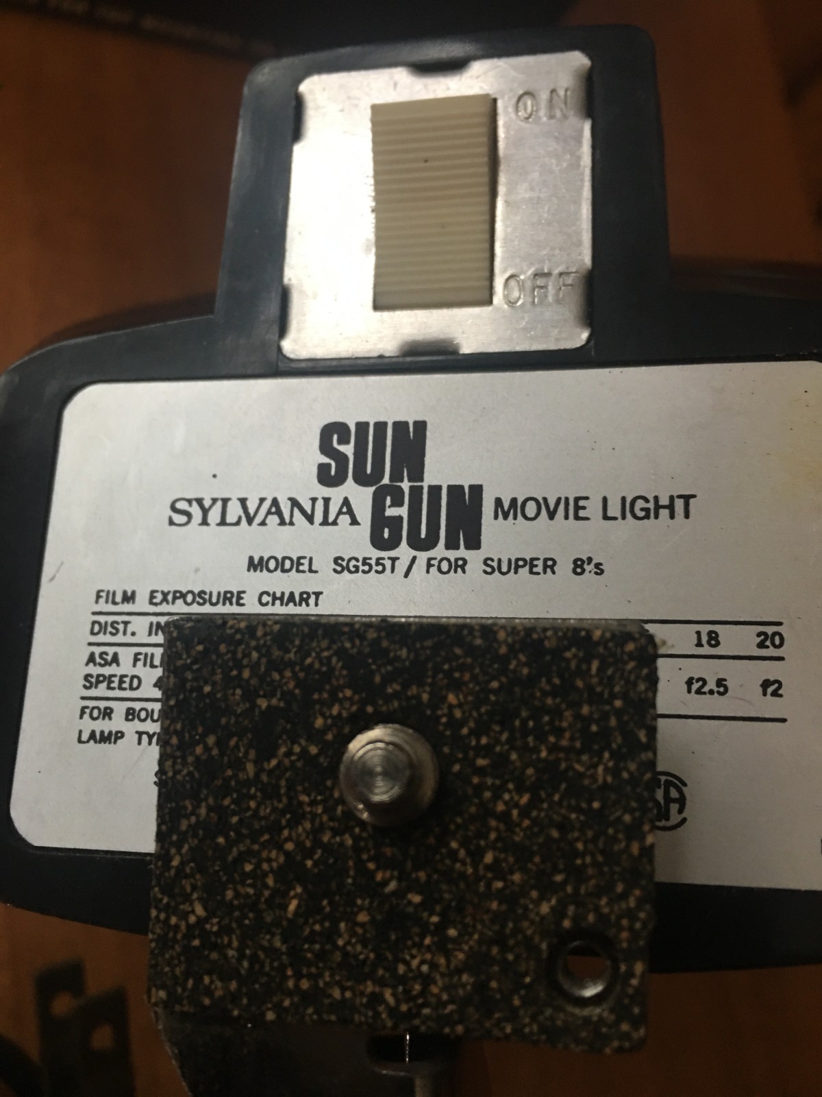 Sylvania Model SG 55T Top Mount Sun Gun Movie Camera Light for Super 8mm Cameras