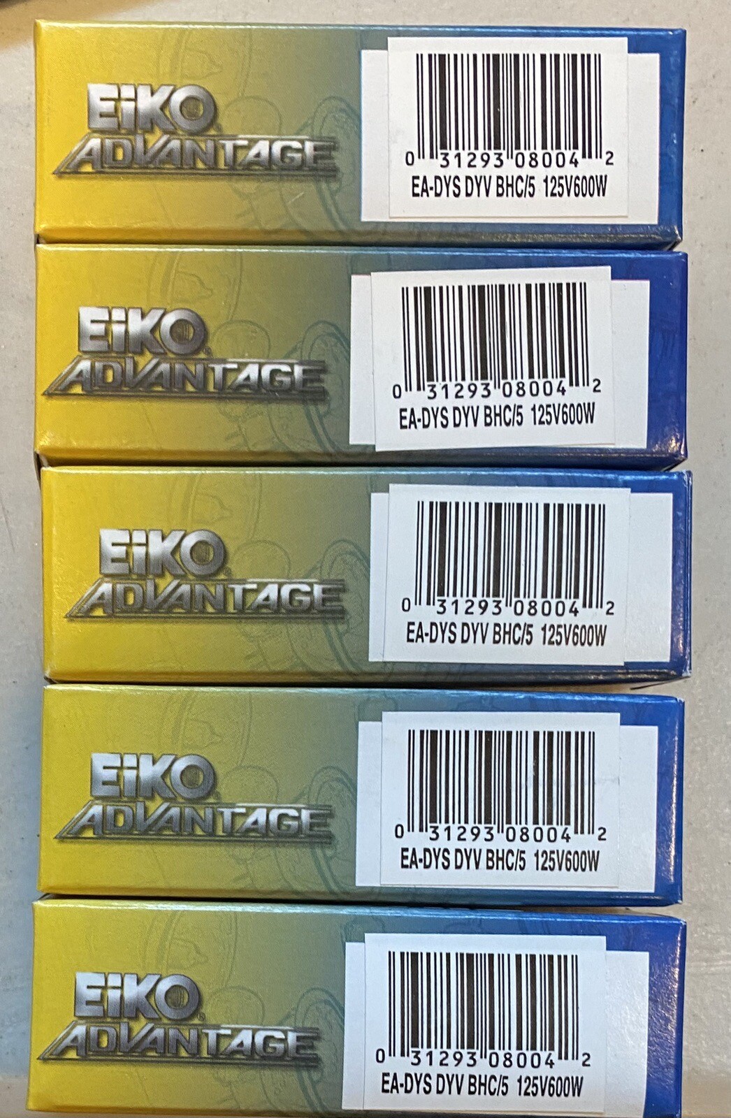 Lot 5 NEW EIKO DYS/DYV/BHC-5 AV/Photo Lamp Bulb 125V 600W T6 GZ9.5 Base