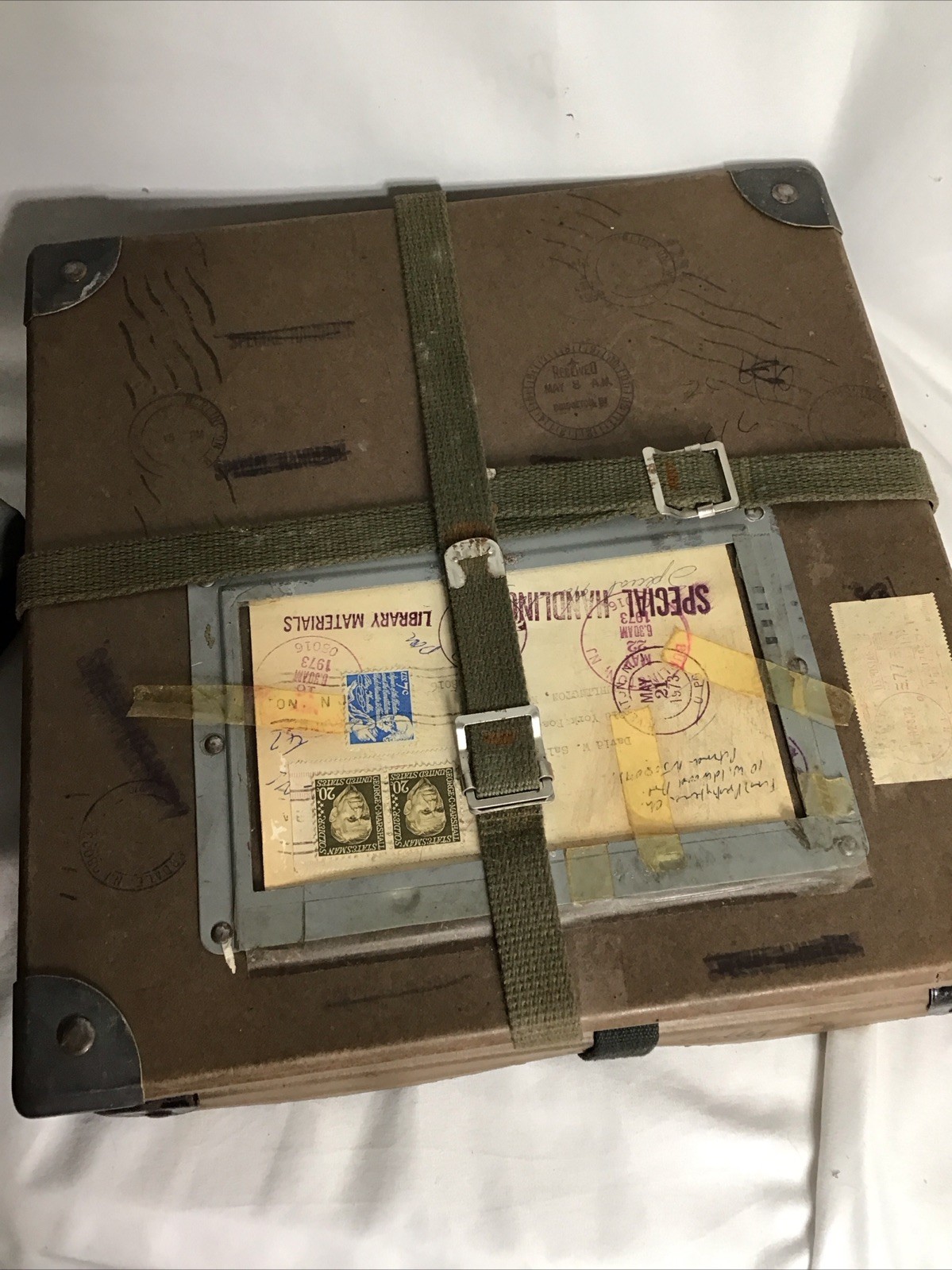 Lot of VINTAGE Film Reel Canister Case Shipping Box Mailer metal edges