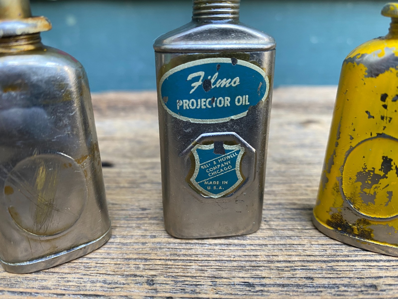 SET OF 3 OIL CAN TIN PROJECTOR NEEDLE OILERS FILMO BELL & HOWELL USA EMPTY