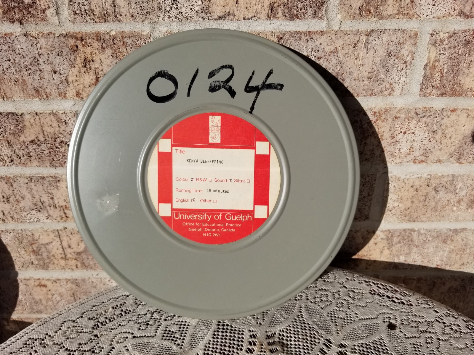 Metal Movie Reel Canister Tin Holder 11” Containing 18 Minute Kenya Beekeeping