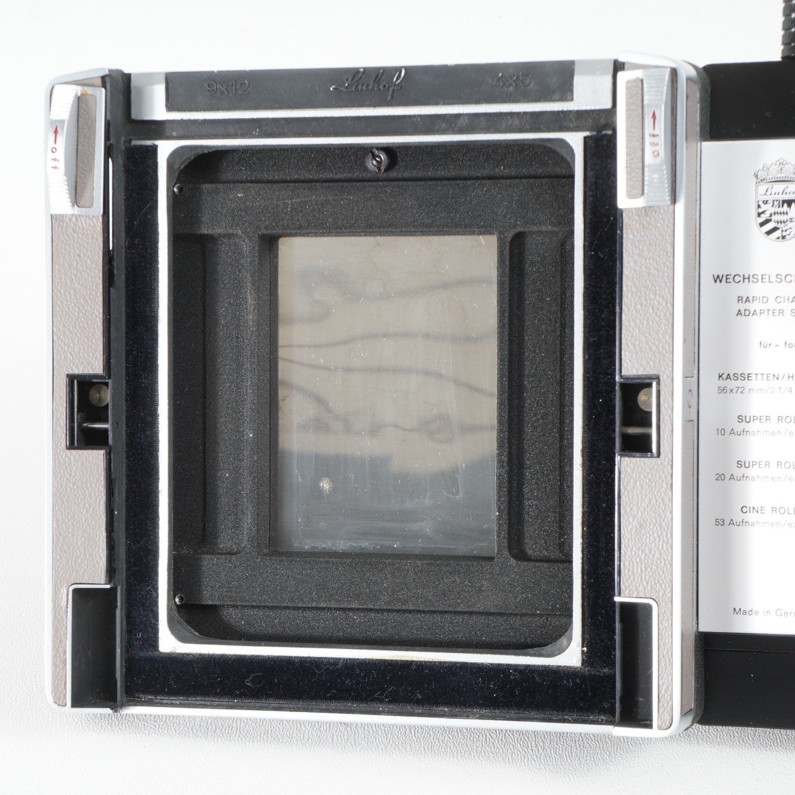 :[EX+++] LINHOF 2×3 (56x72mm) Rapid Change Slide Adapter for Super Rollex Backs
