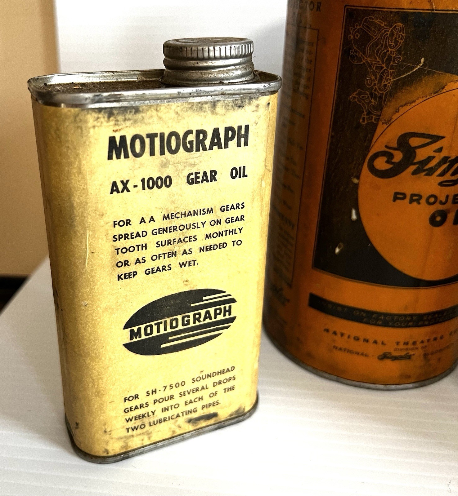 Antique Lot of SIMPLEX MOTIOGRAPH Film Projector Oil Tins and MORE