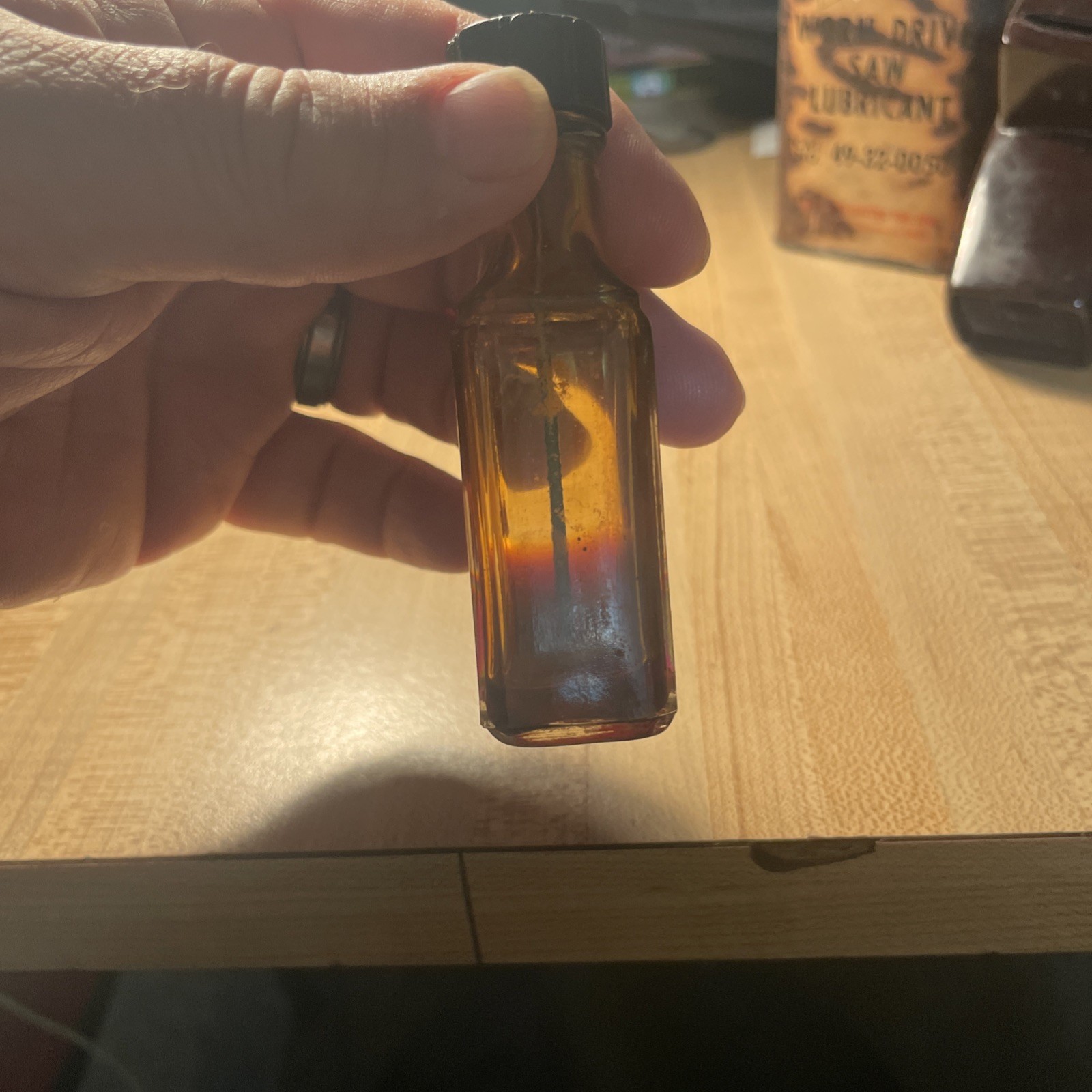 KEYSTONE PROJECTOR LUBRICATING OIL BOTTLE Glass Boston Mass. 1930s
