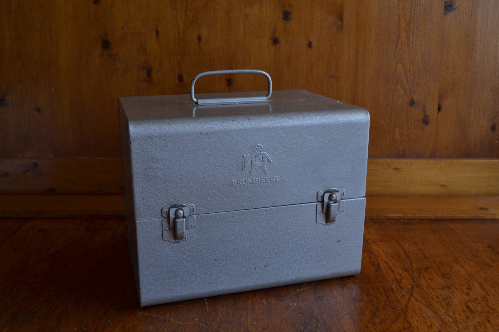 Vintage Brumberger Film Reel Carry Case Metal Box Holds 12 Reels
