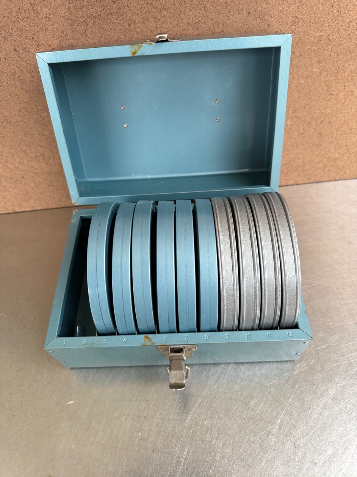 Vintage . Brumberger & Adams Metal Film Can Storage Case Box Containers
