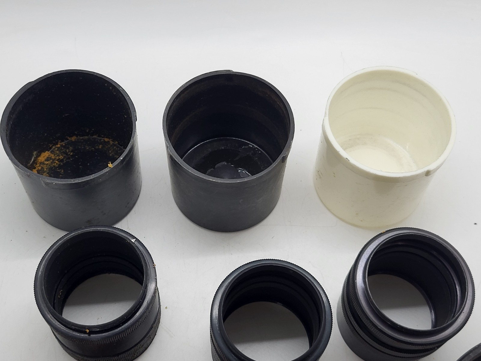 Vintage photography accessories: Extension rings shutter release cable lens hood