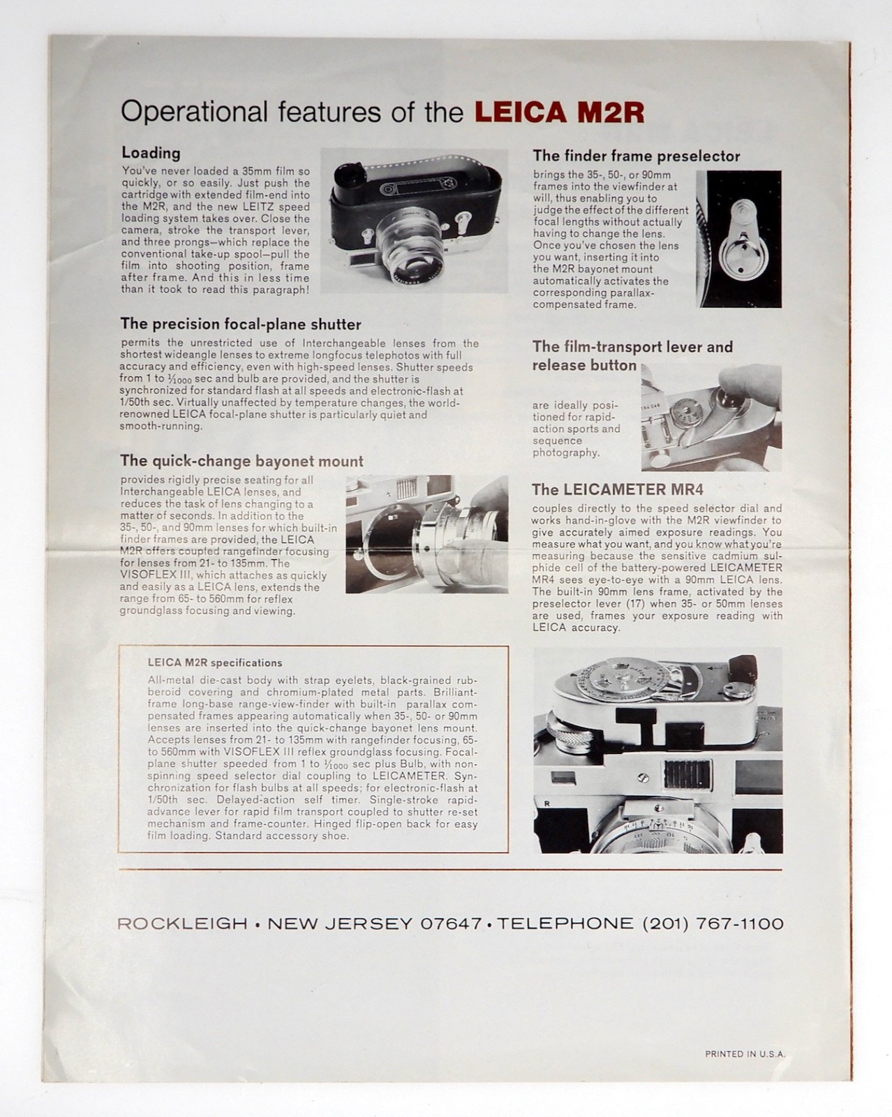 Leica M2R Brochure ………. Rare !!