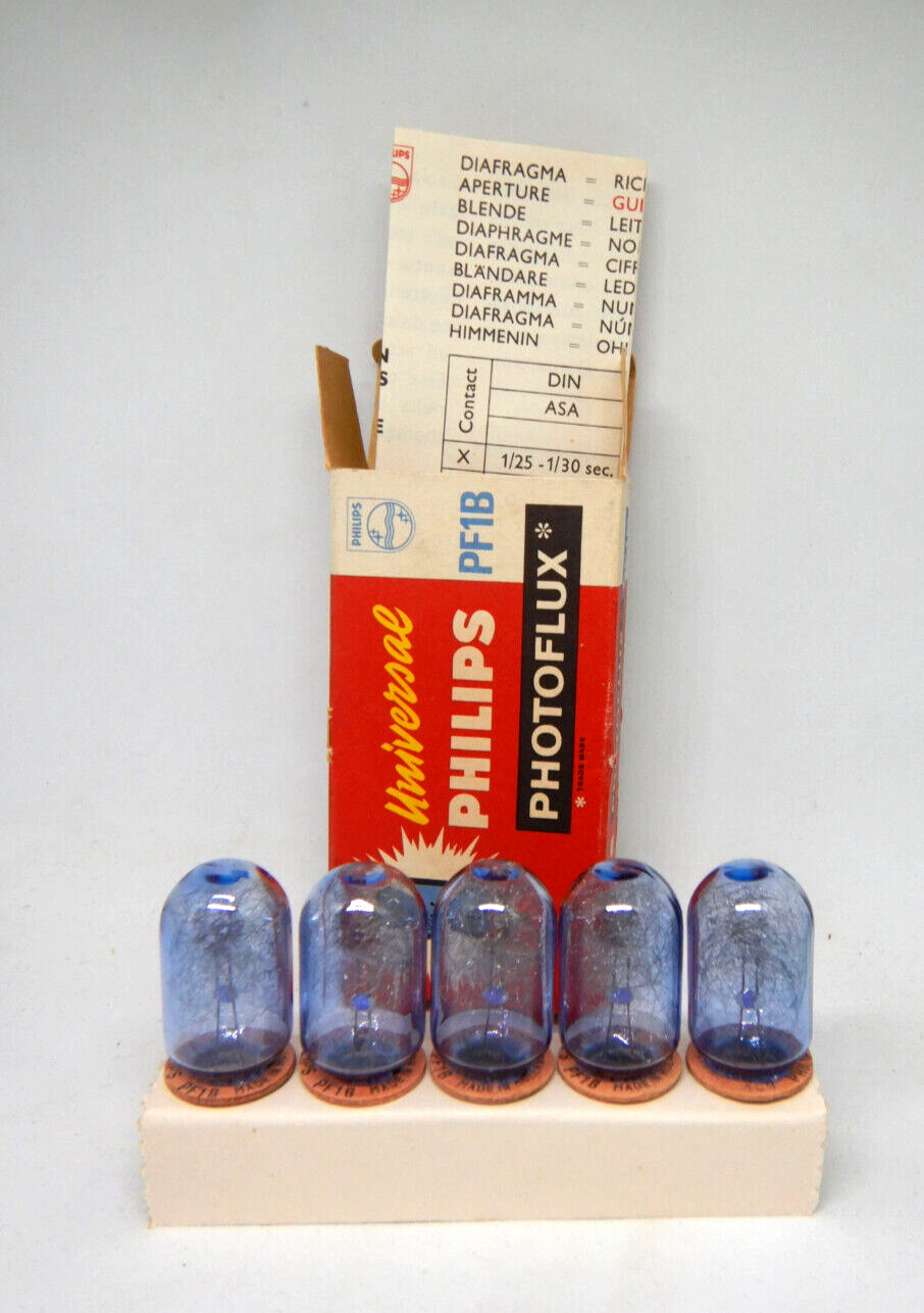 Vintage Philips Photoflux PF1B Light Bulb AC9 Pack Of 5 Camera Flash New Unused