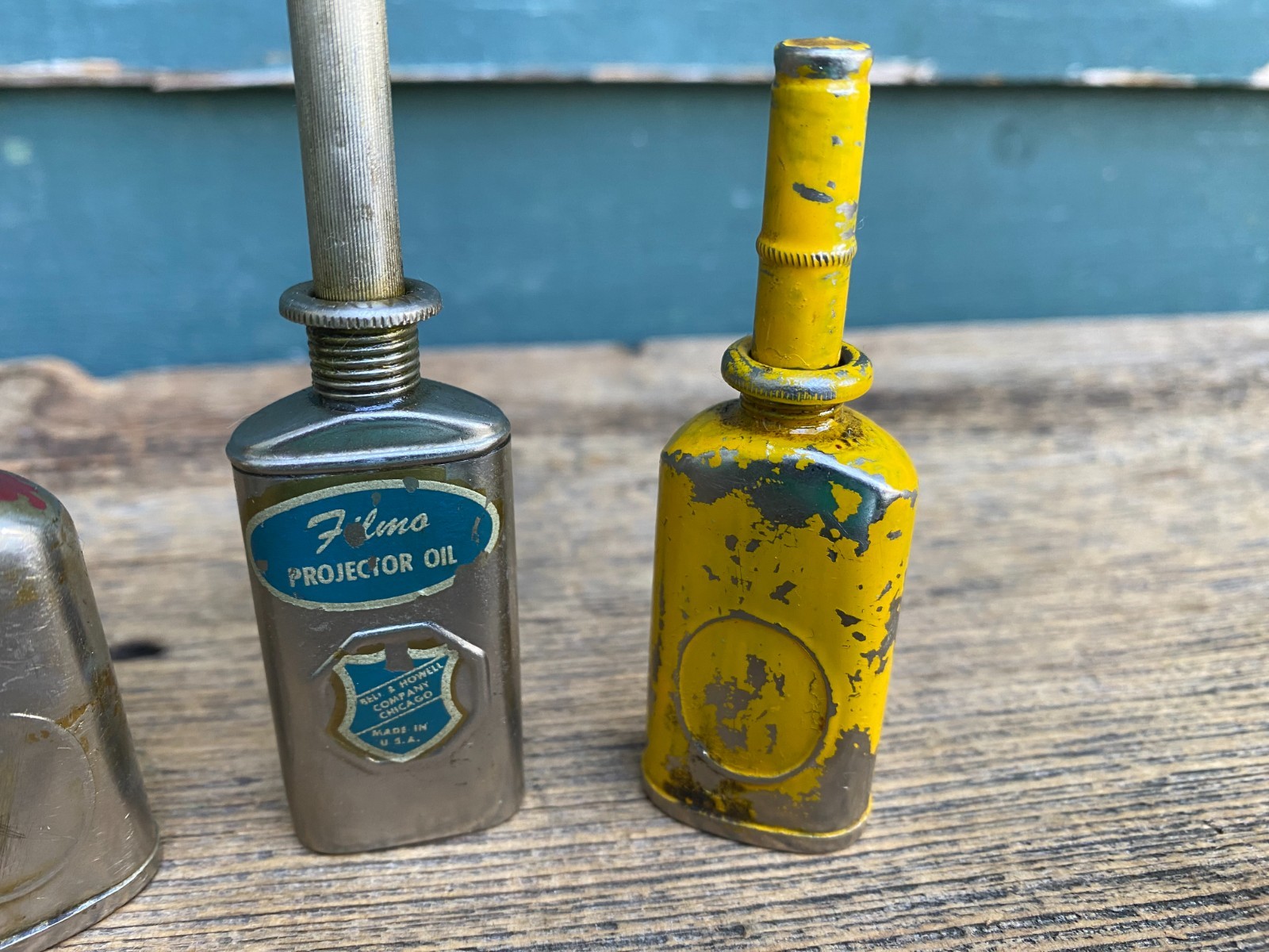 SET OF 3 OIL CAN TIN PROJECTOR NEEDLE OILERS FILMO BELL & HOWELL USA EMPTY