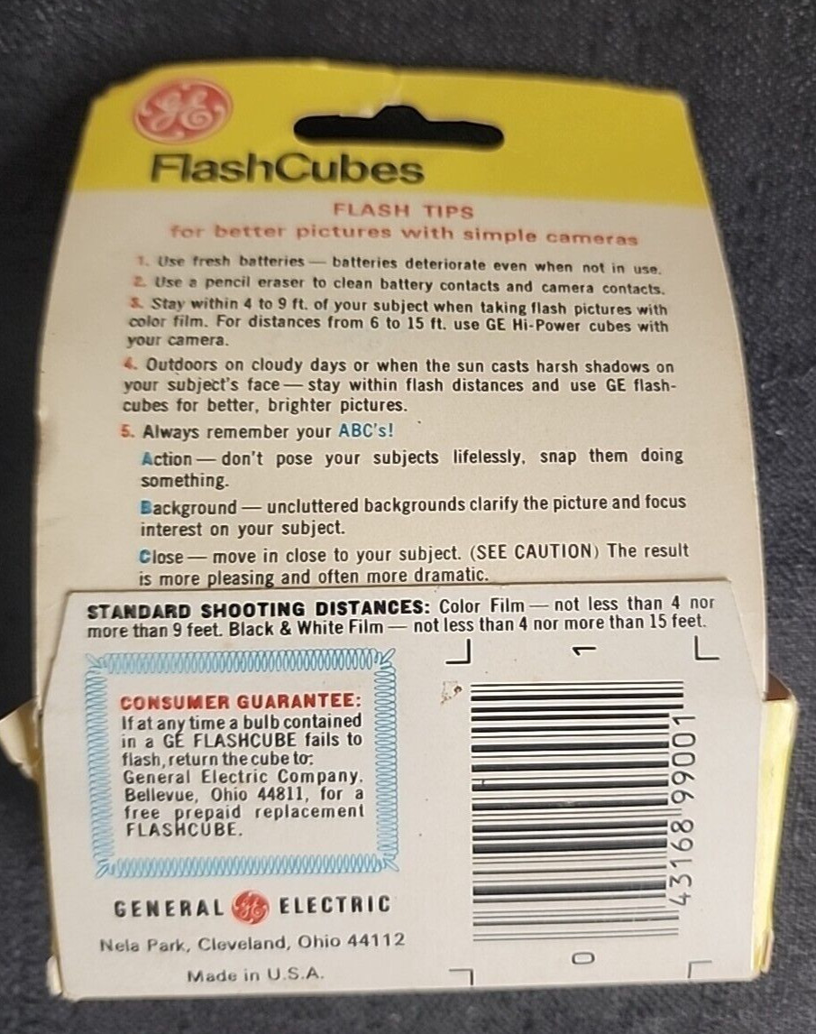 Vintage GE Flashcubes Original Box Set Of 3 Cubes 12 Flashes NOS (T79DG)