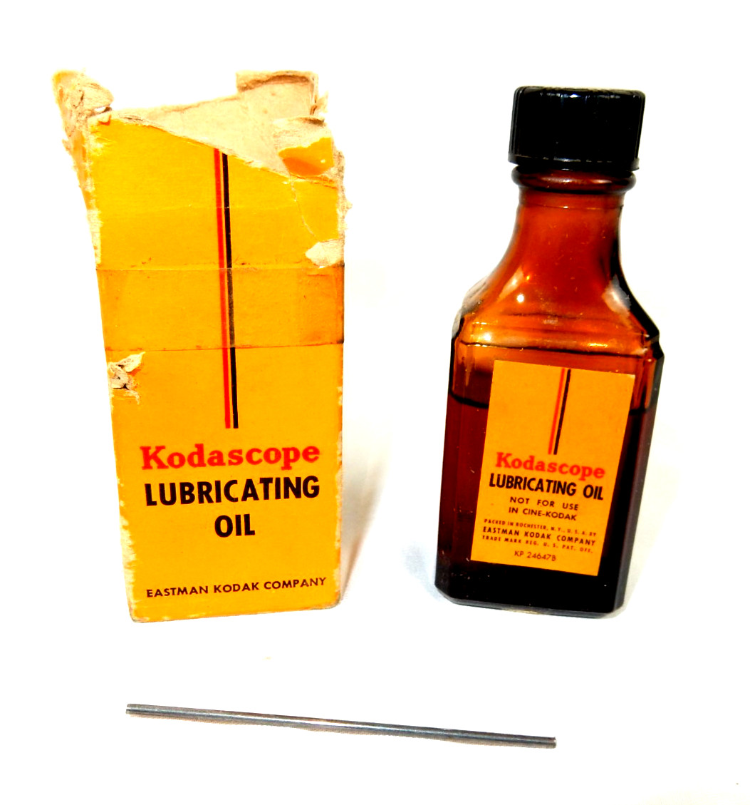 Vintage Eastman Kodak Kodascope Lubricating Oil Box Partial Bottle Rare