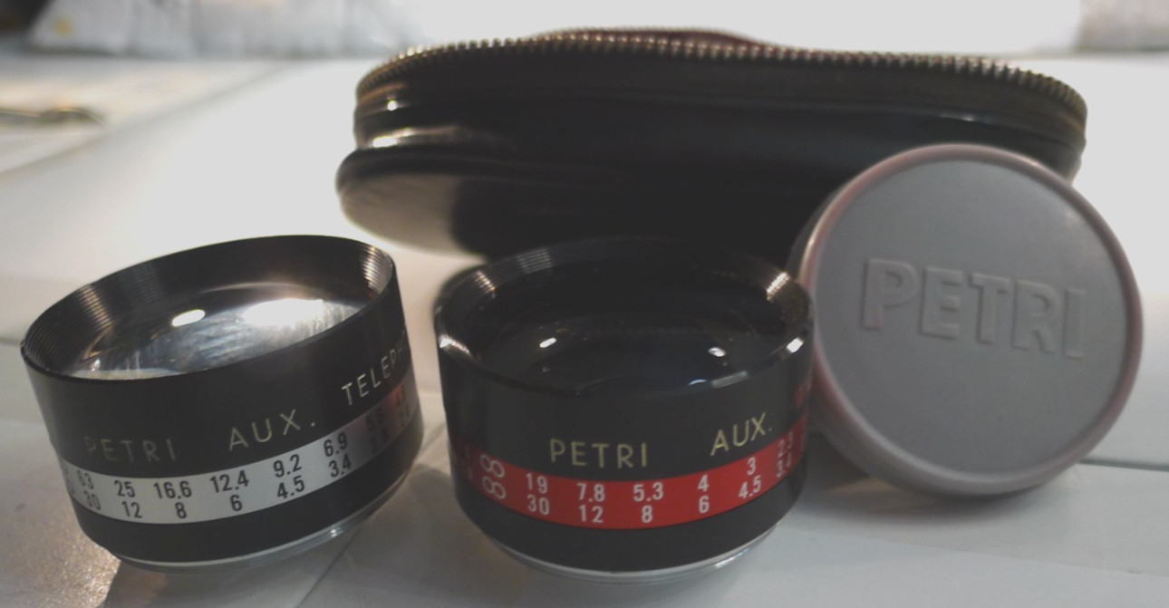 Petri 7s Aux Lens Set with Case Wide-Angle 1:1.8 45mm AND Telephoto 1:1.8 45mm