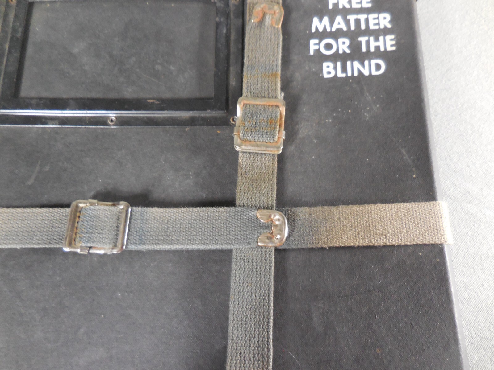 Vintage 16MM Movie Film Reel Shipping Case w Canvas Straps 11”X11” For The Blind