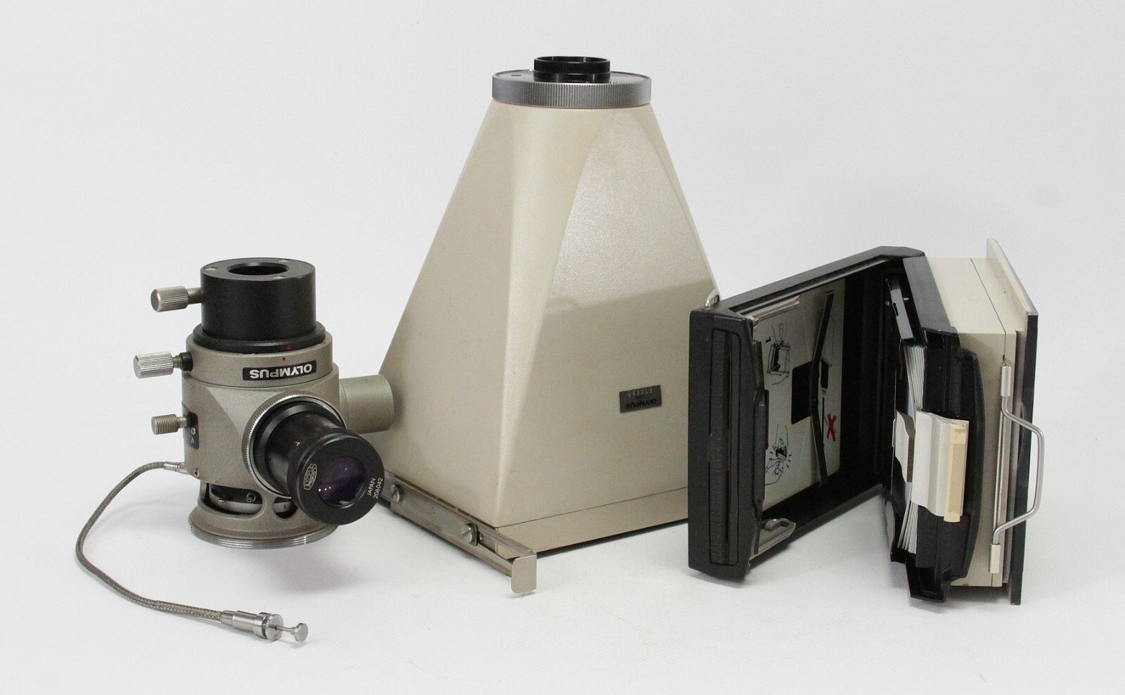 vintage Olympus manual photographic camera system unit parts with Polaroid back