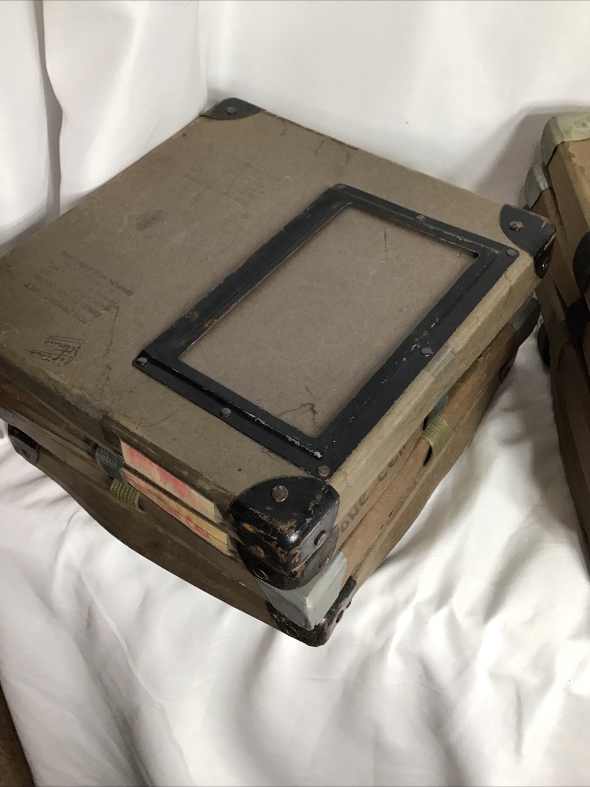 Lot of VINTAGE Film Reel Canister Case Shipping Box Mailer metal edges