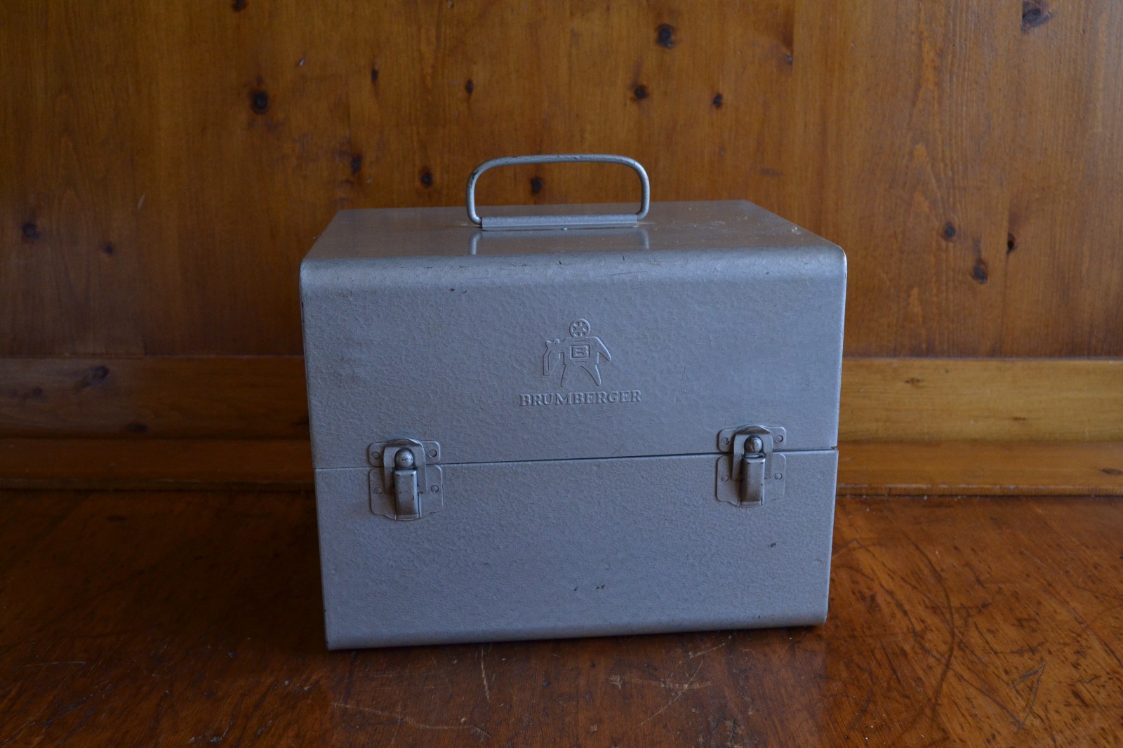 Vintage Brumberger Film Reel Carry Case Metal Box Holds 12 Reels