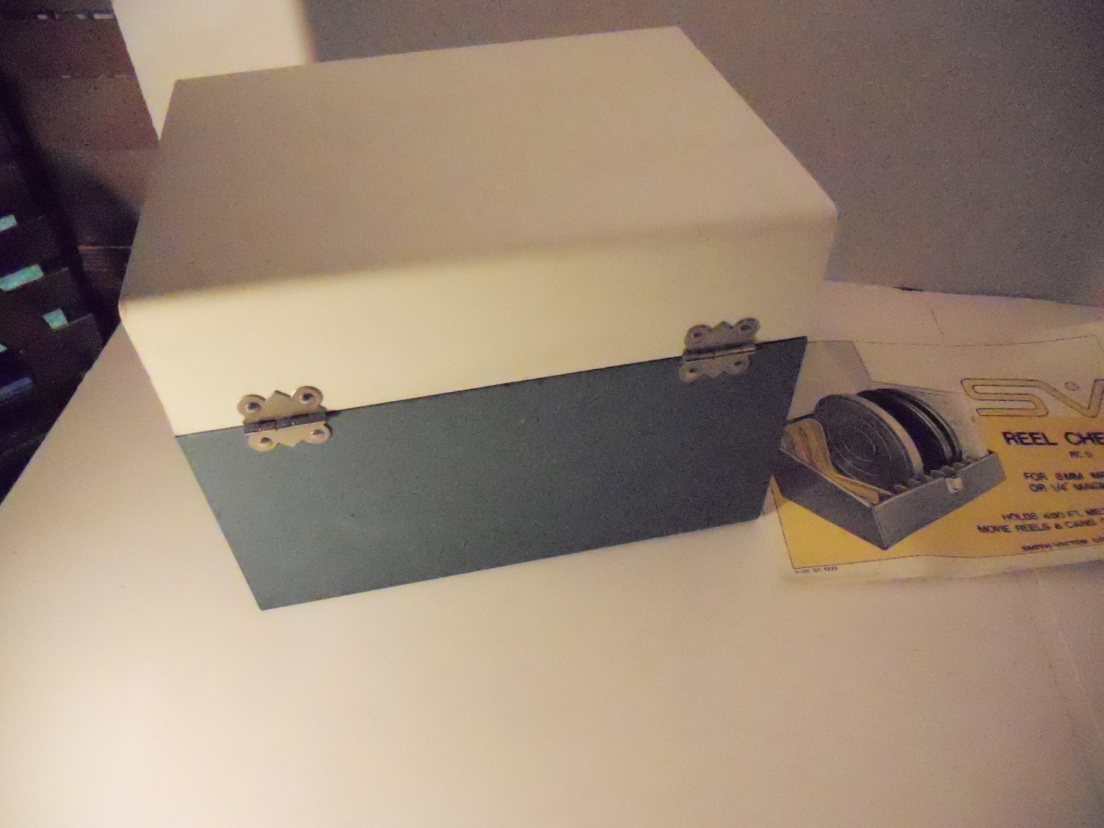 Metal Blue 8mm Movie Reel Chest Box 12 Slot Film Storage Case-10″ by 8″ apx