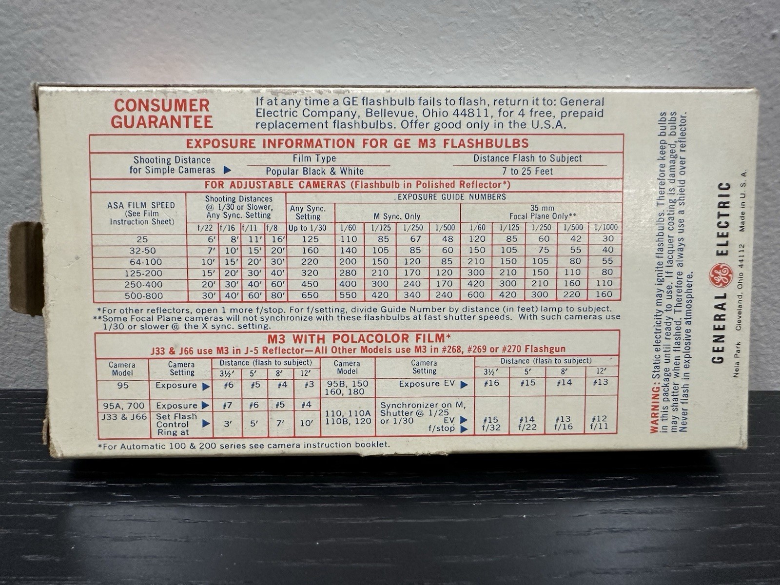 Vintage GE M3 Flashbulbs Box of 12 Light Bulbs Camera Flash Photography