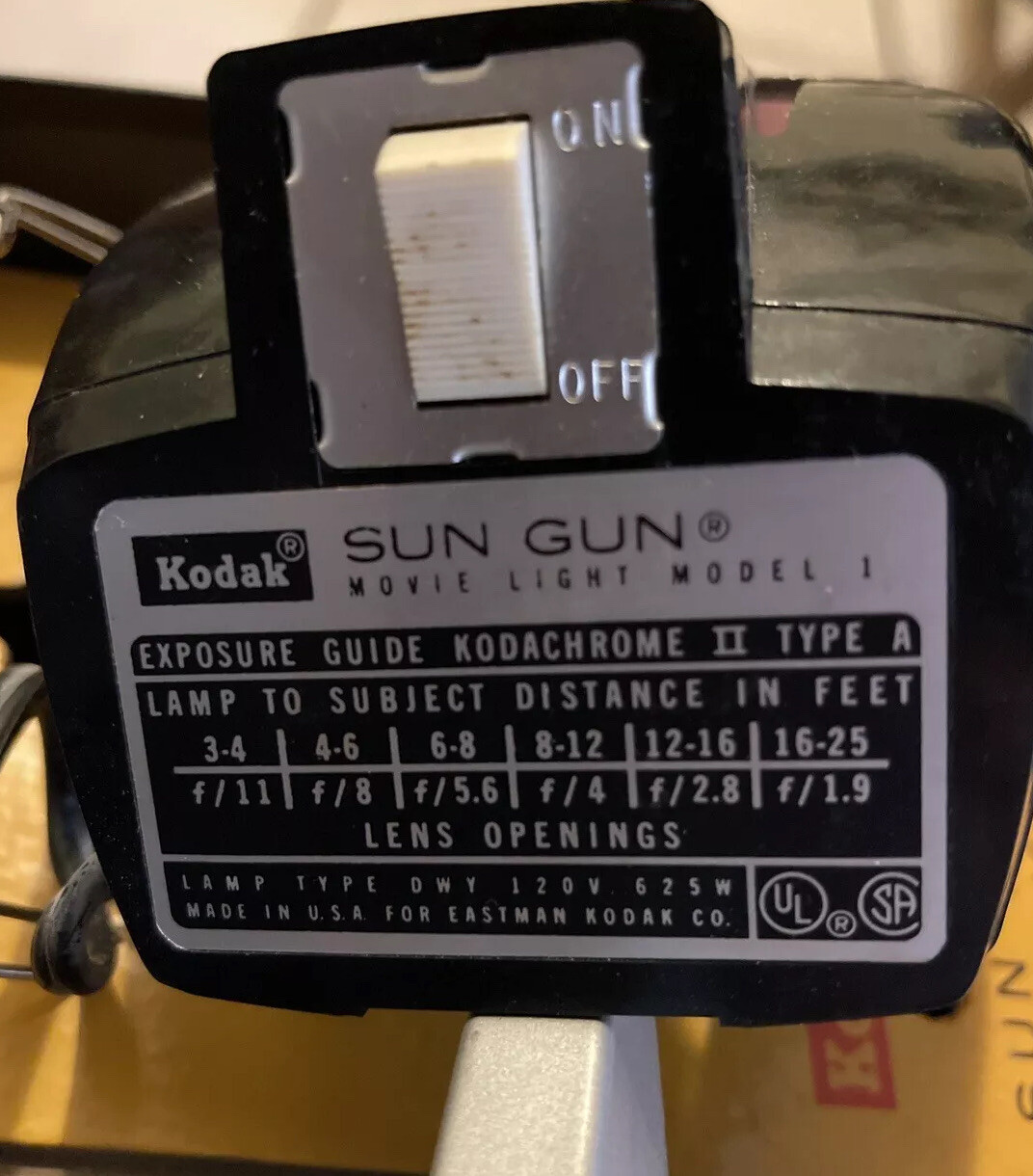 Kodak SUN GUN Movie light model 1,Exposure Guide kodachromeII Type ADWY Vintage