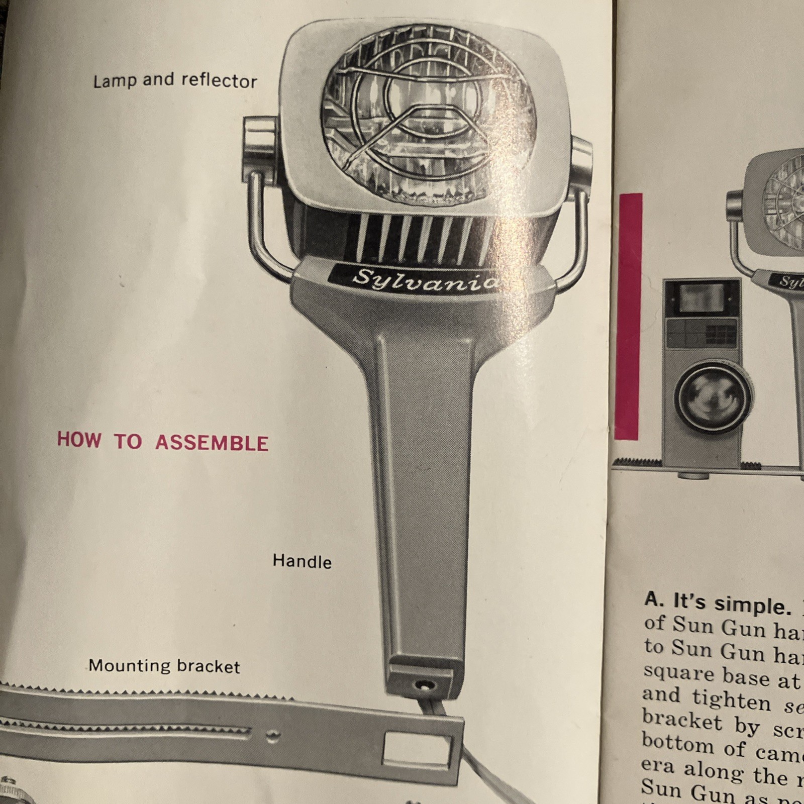 Vintage Sylvania Sun Gun Movie Light SG-1 Handheld Video Camera Lamp 120V Tested