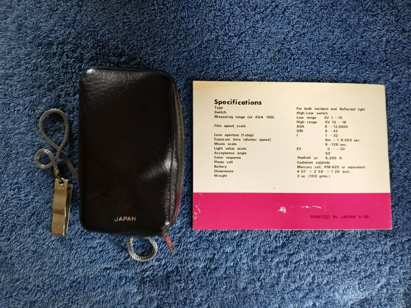 Vtg Kalimar CDS 31 Exposure Meter Instructions Case Japan Camera Accessory Bklet