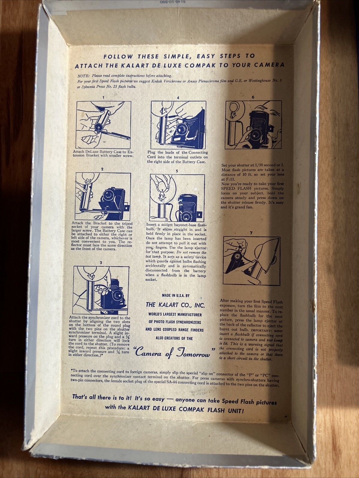 1950s Kalart Speed Flash Safety First De Luxe Compak Original Box Photography