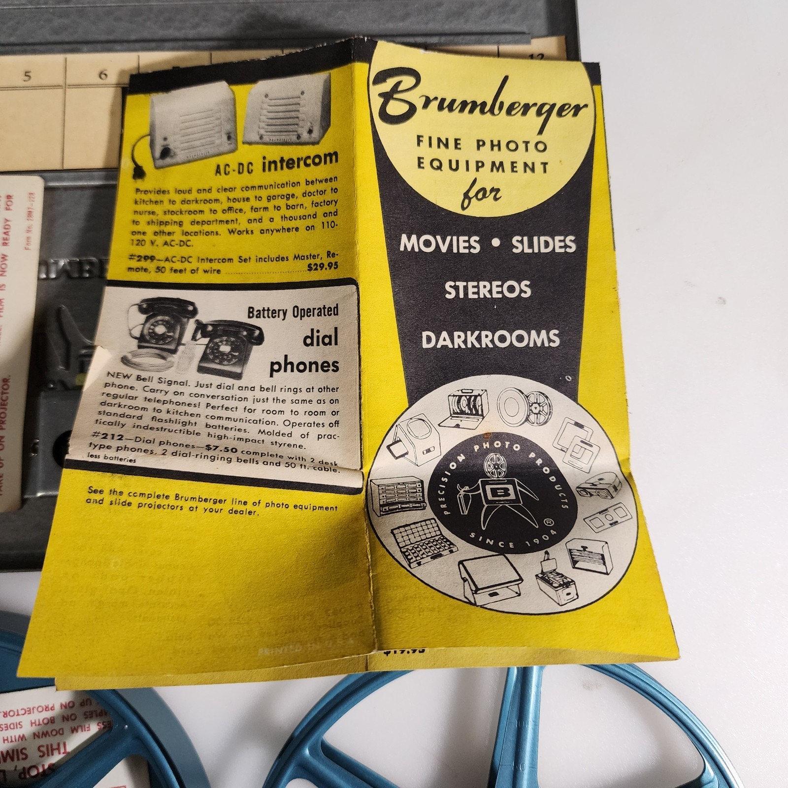 Vintage 50s 60s Brumberger Dark Room Roll Top Film Hammertone Storage Box