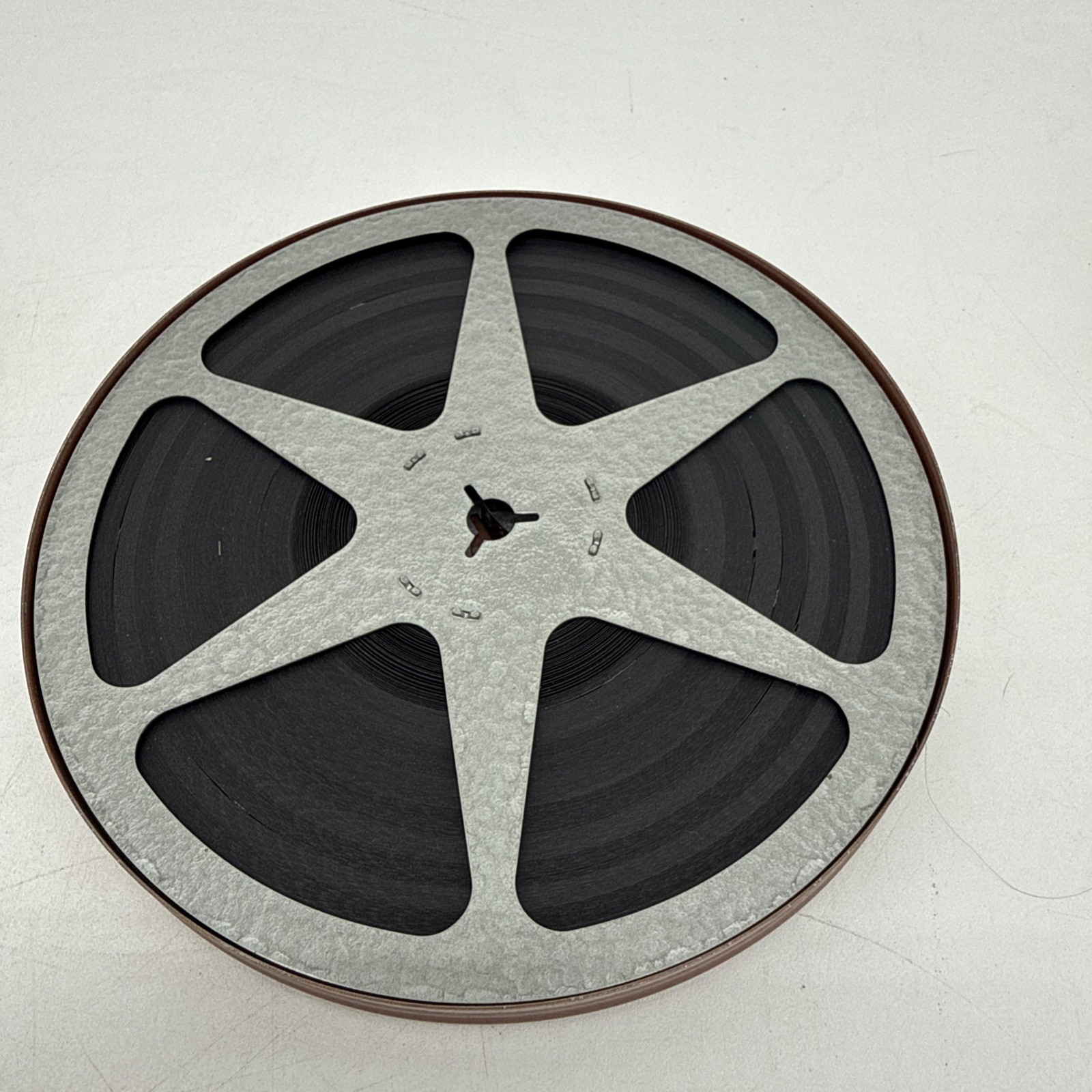 Vintage GB Brown Metal Film Reel Canister 6″ With Film Reel