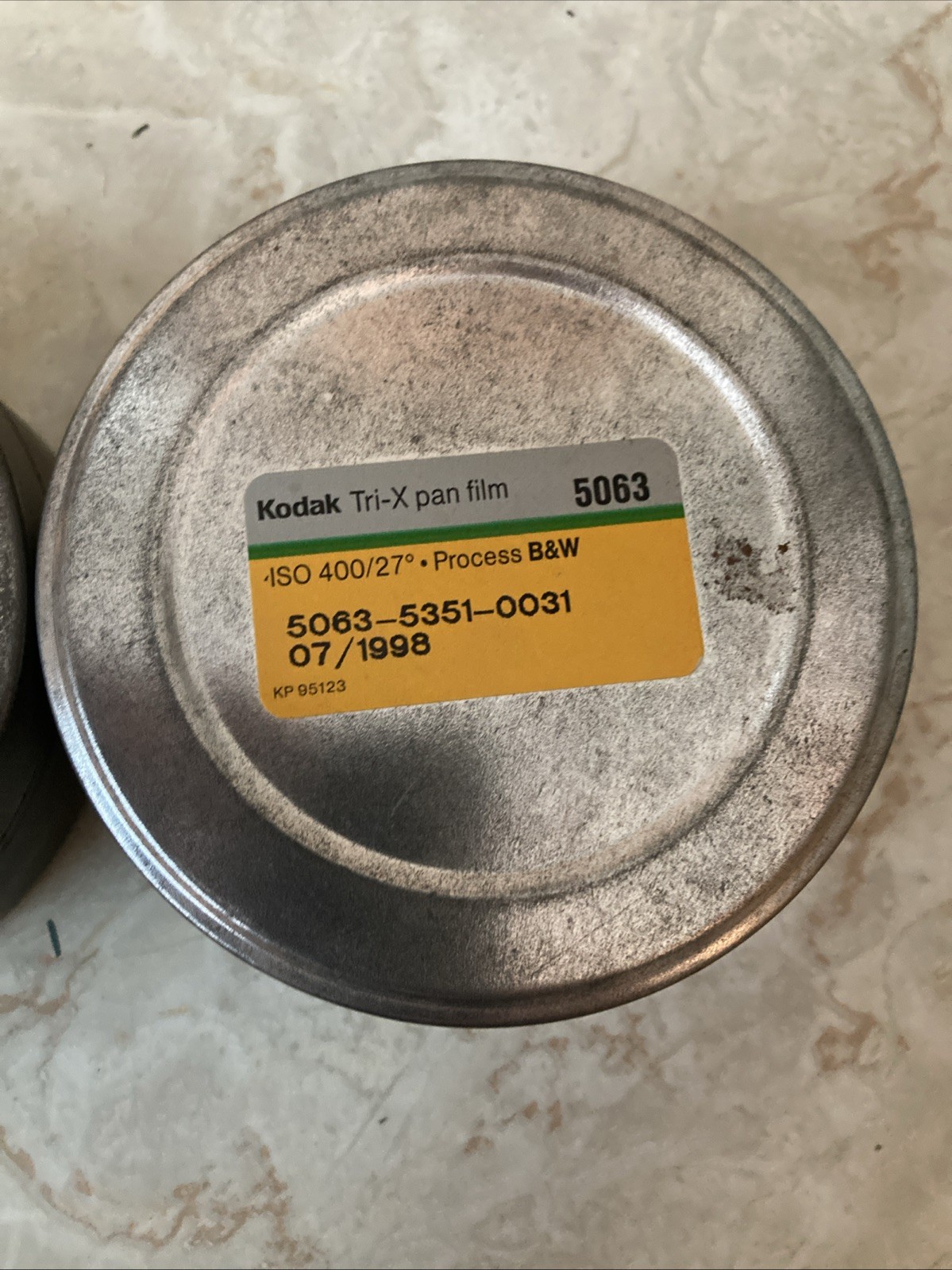 2 Empty Metal Kodak Tri- X Pan Film Round Tin Canisters 4” X 1 1/2”