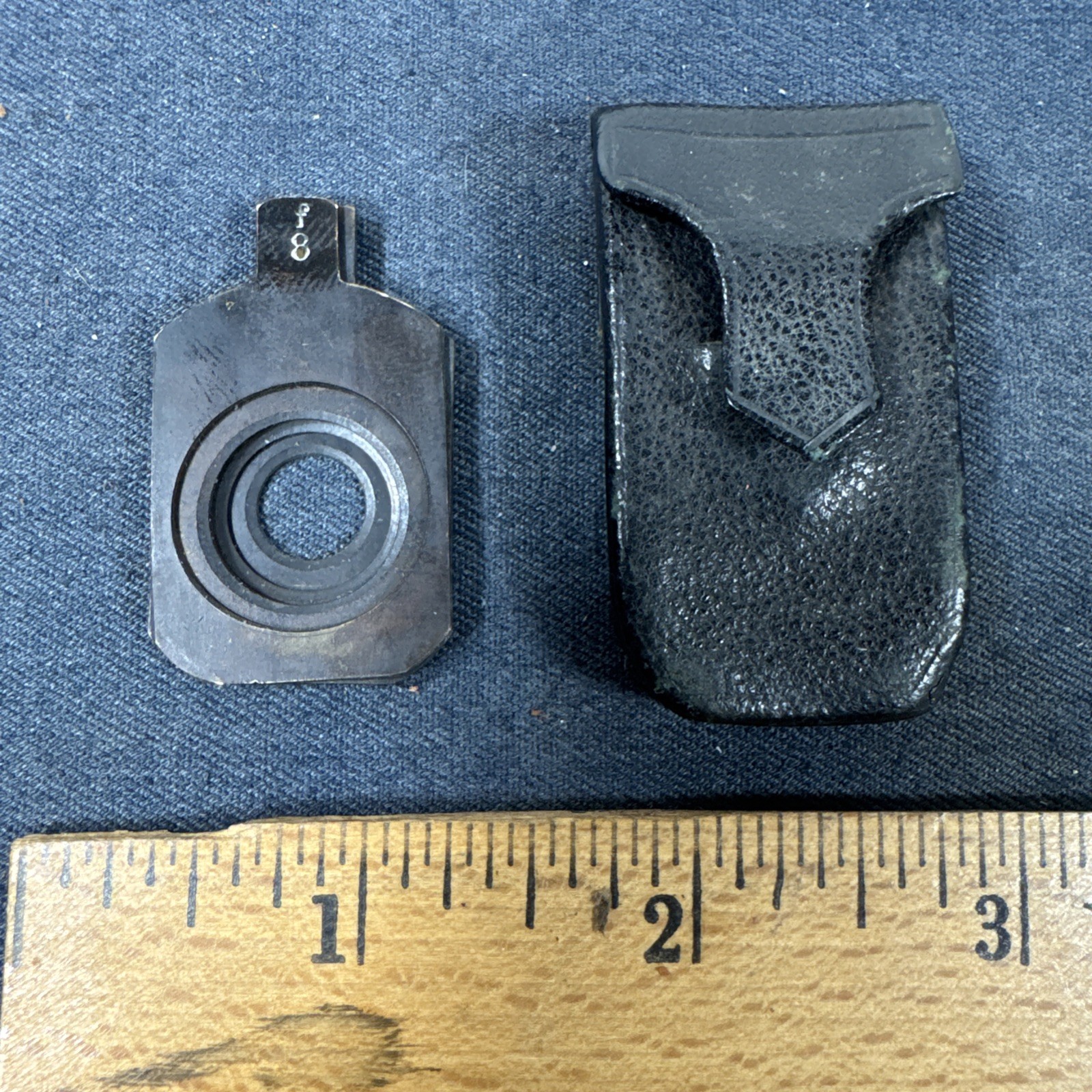 Set of 5 Brass 22mm Waterhouse Stops for Antique Lens in Leather Case