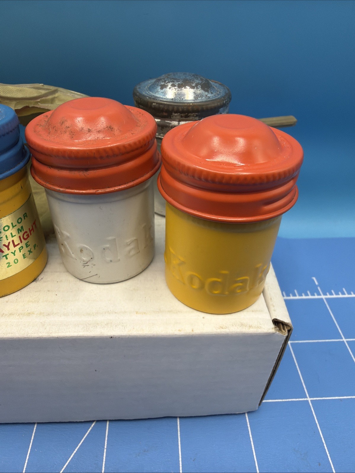VTG Lot of 5 Kodak Film Roll Embossed Container Metal Tin Can Canister