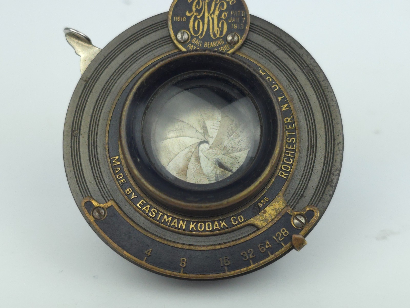 1913 Eastman Kodak Ball Bearing Lens Brass Optical Rochester NY Made In USA