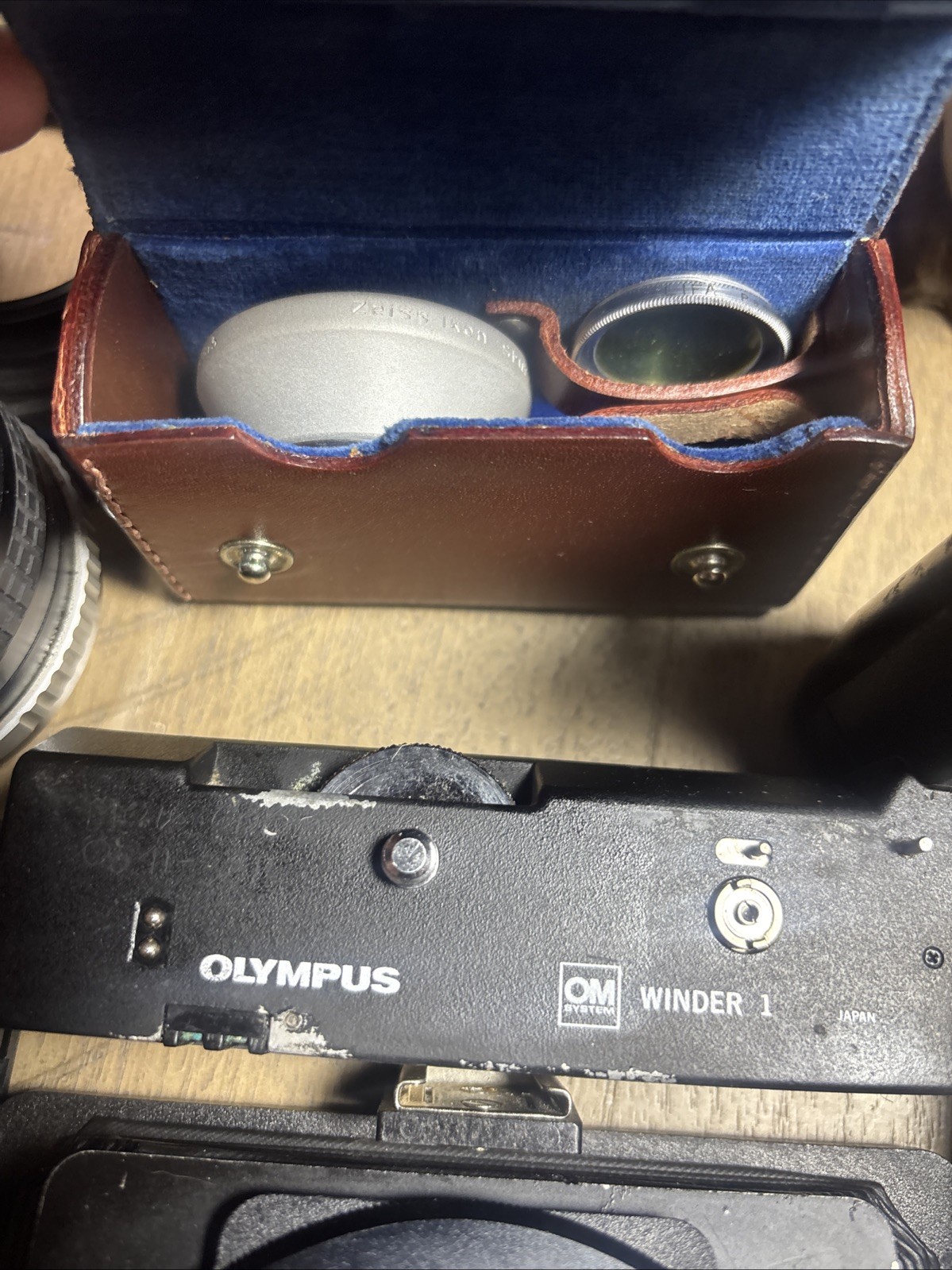 Vintage Camera Accessories Lot. Olympus 0M-1