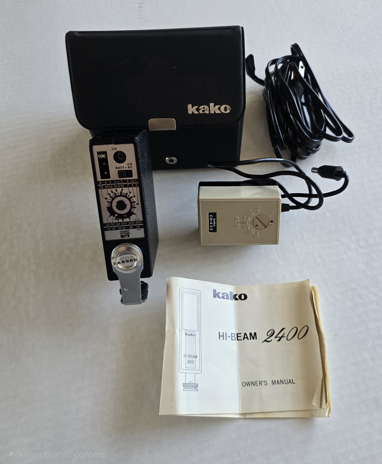 Kako Hi-Beam 2400 Camera Flash – Made in Japan – Complete with CH-455 AC Adapter