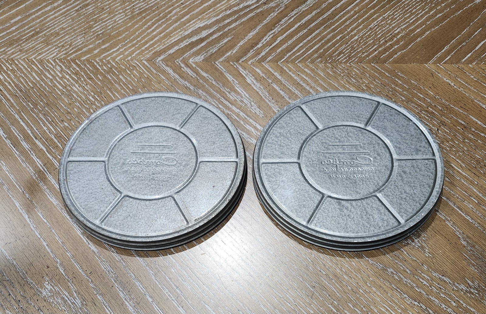 Vintage Compco 400ft & 300 ft 8mm Metal Movie Film Reels and Canisters Lot Of 4