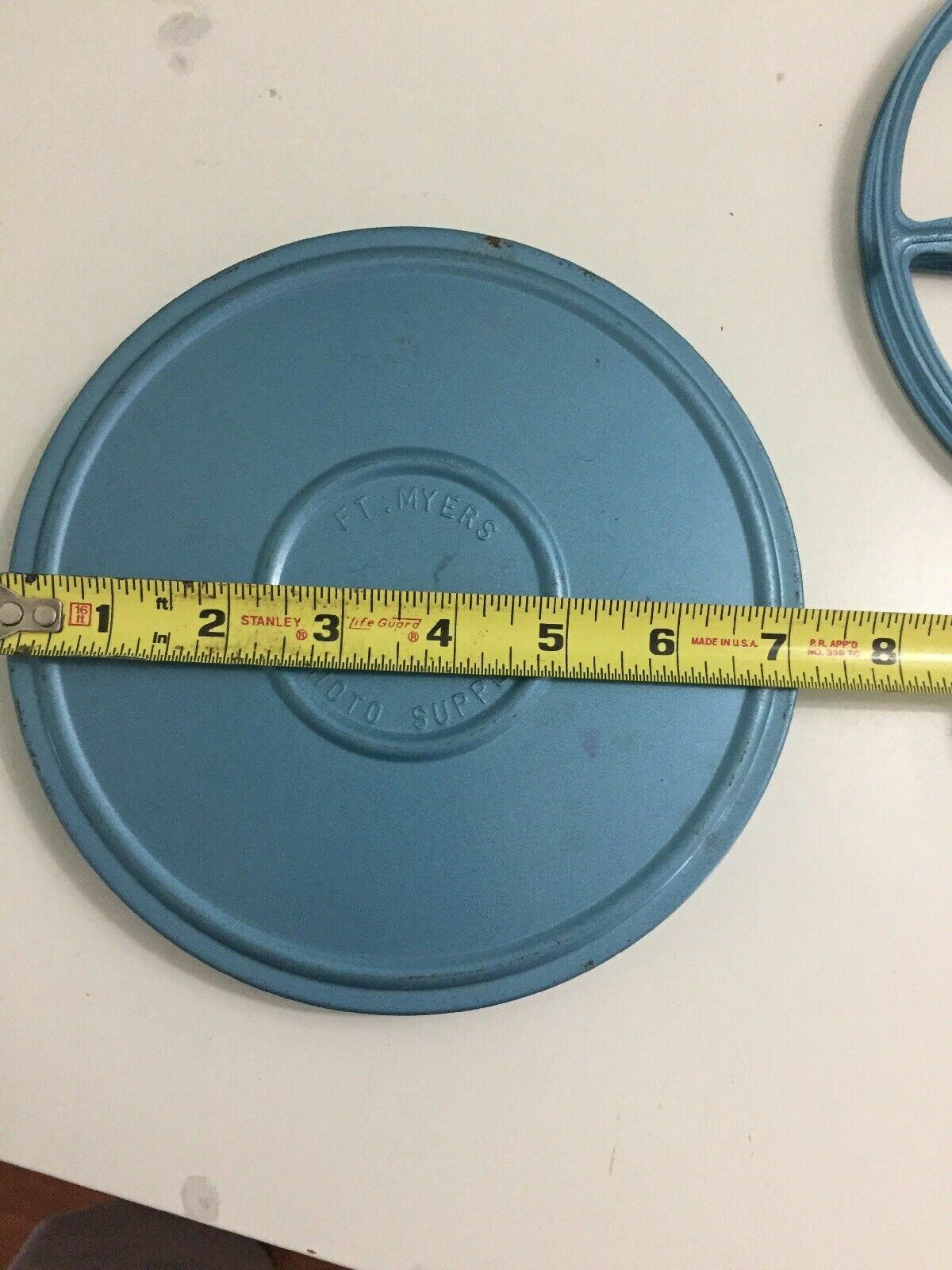 8 mm 400 ft Blue Metal Compco Corp Film Reel & Canister Ft. Myers Photo Supply