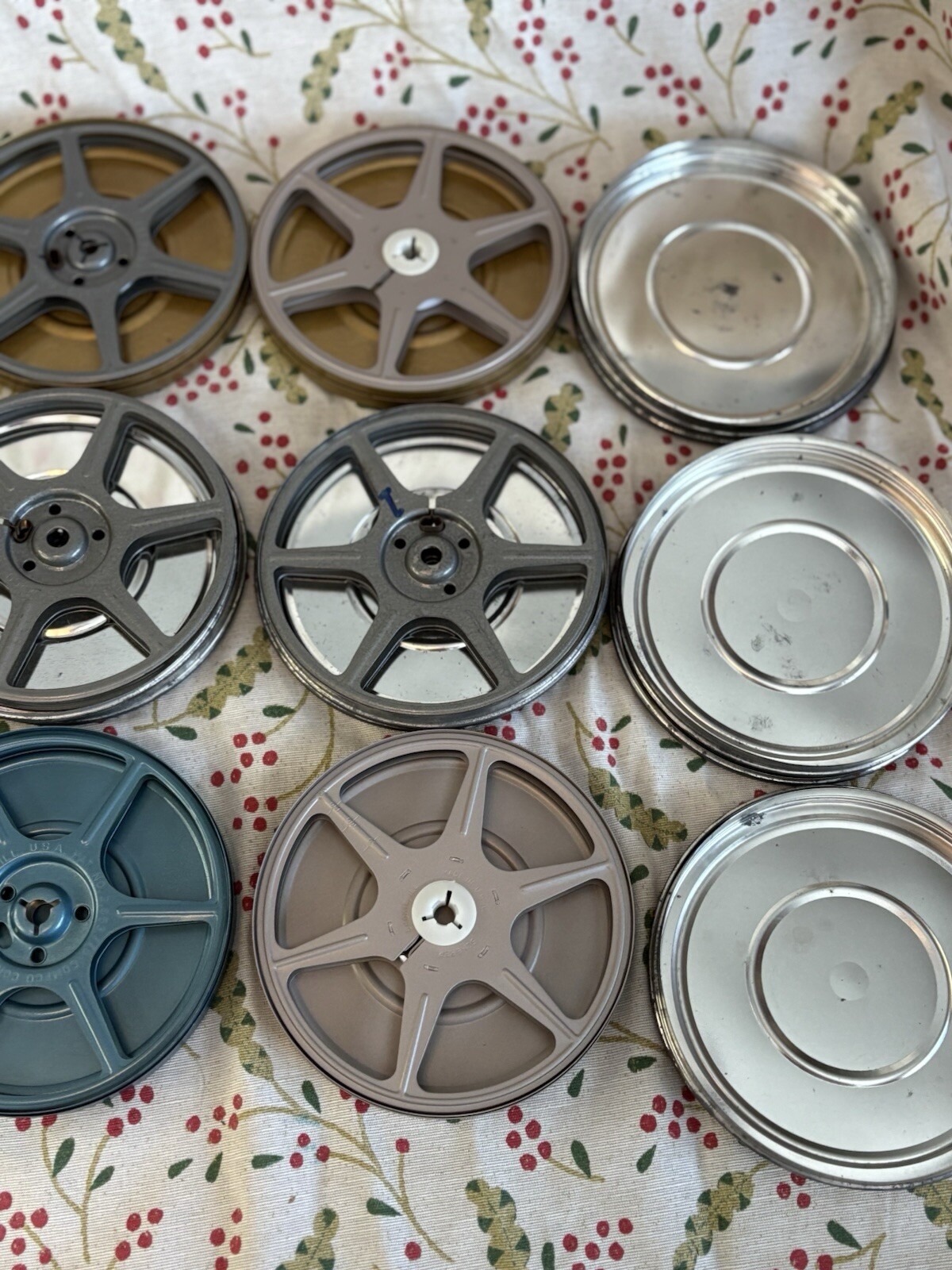 9 5″ Metal 8mm Film Reels with Canisters SCHERER & COMPCO With Carrying Case 🔥